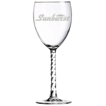 8 ounce braided stem wine glass with custom imprint