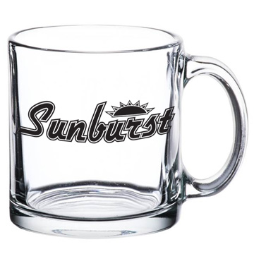 13 ounce clear glass mug with custom imprint